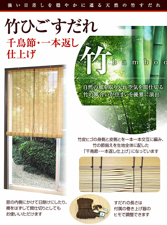 竹ひごすだれ 千鳥節・一本返し仕上げ特長01