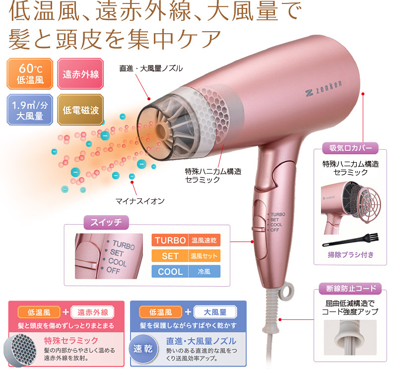 電磁波低減ヘアケアドライヤー