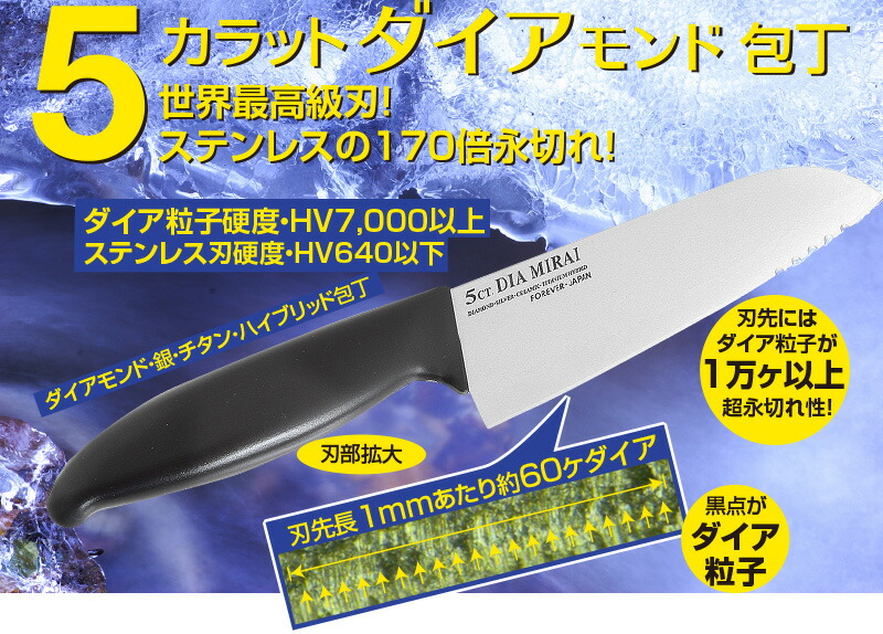 5カラットダイア包丁（刃渡り16cm）溝付き