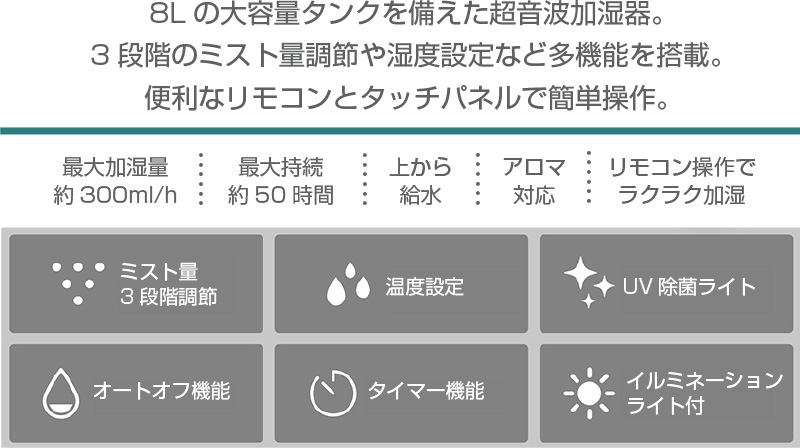 8L超音波加湿器 スマティスト
