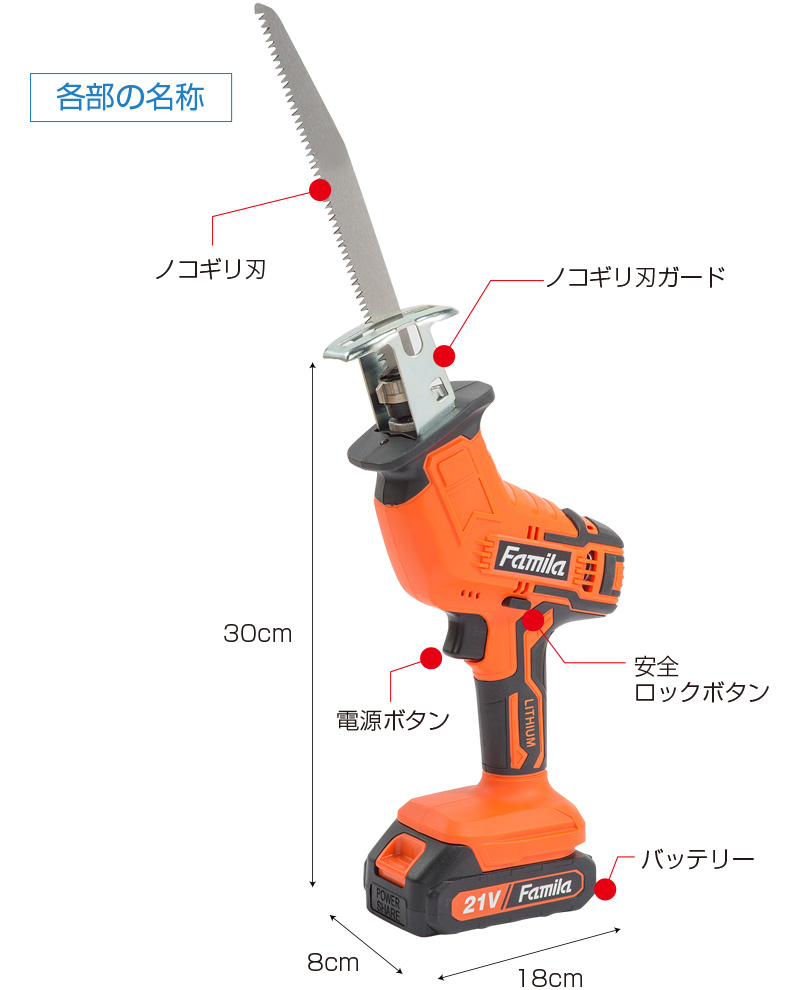 充電式コードレス電動ノコギリ 6点セット